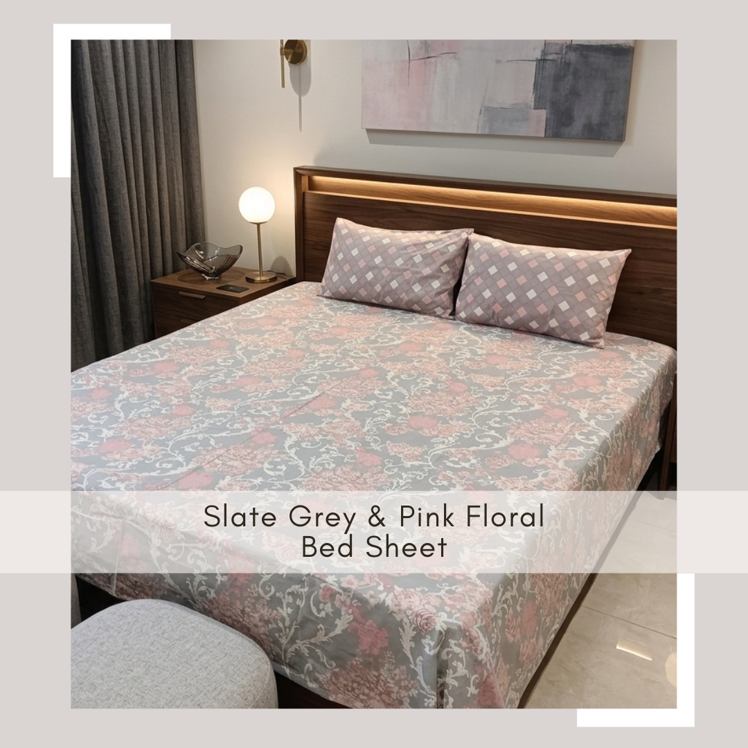 Slate Grey & Pink Floral