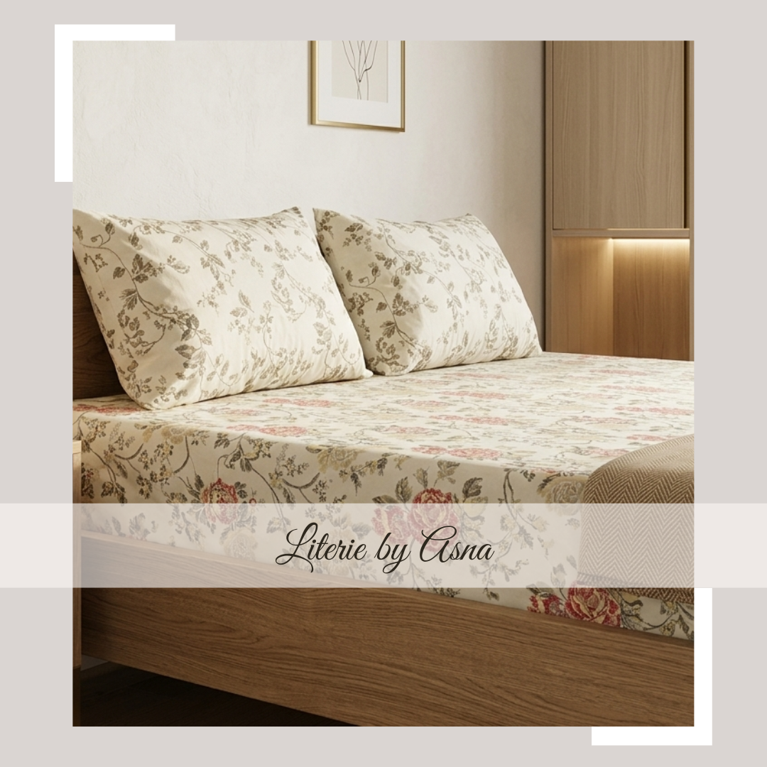 Cream Floral Cotton Sheet