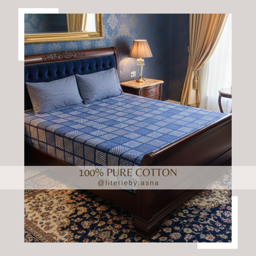 Navy Blue Check Print