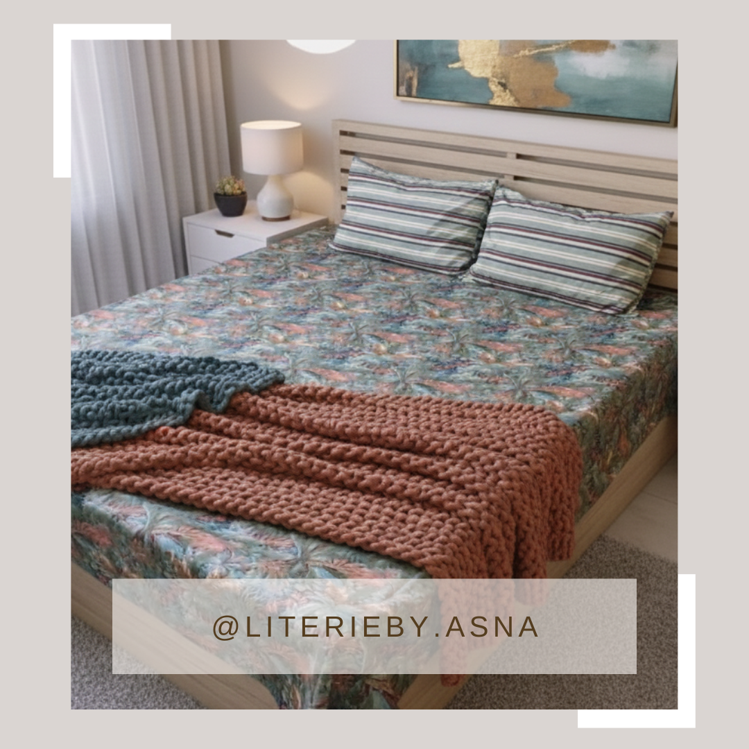 Green Multi with Striped Pillows