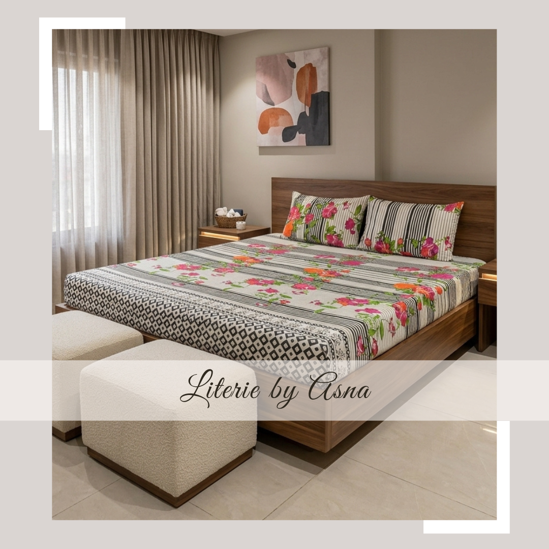 Monochrome Stripes with Vibrant Flowers