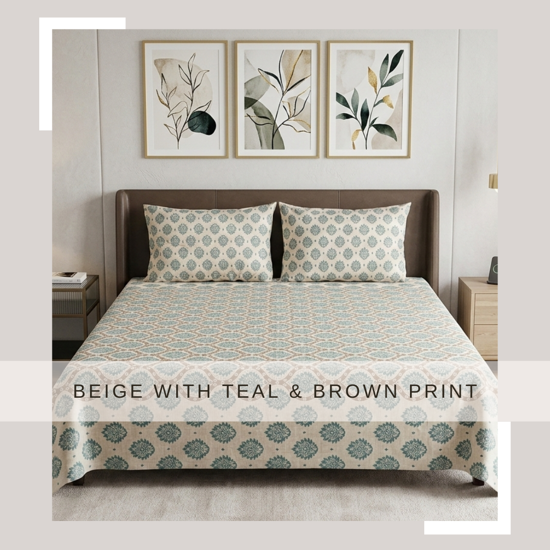 Beige, Teal & Brown