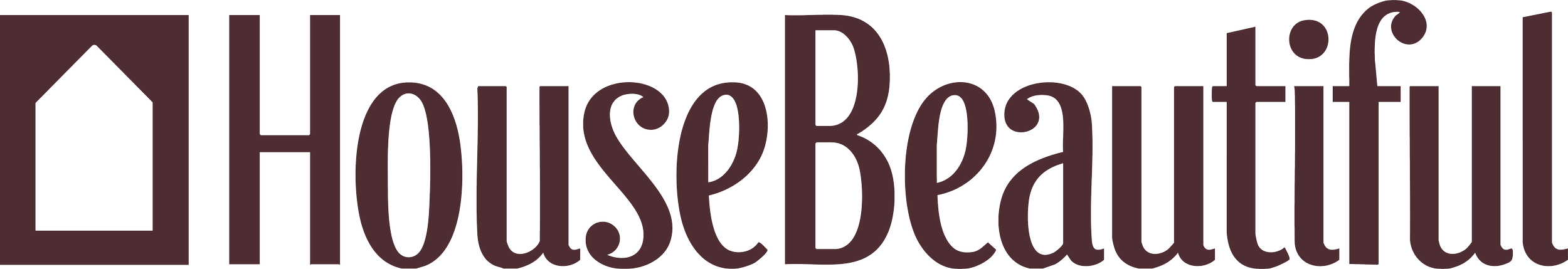 Logo with a house icon on the left and the words 'House Beautiful' in stylized text.