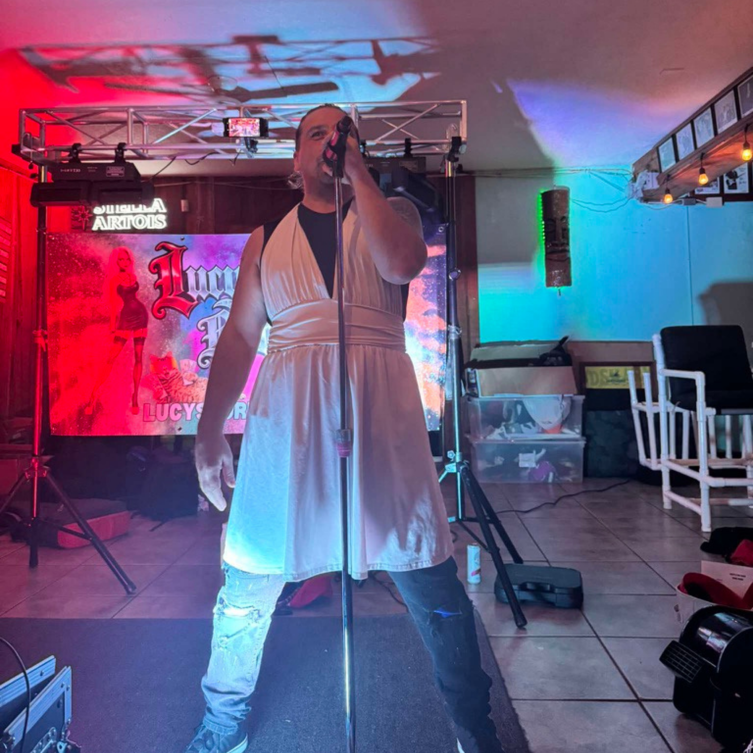 Armando getting ready to perform Britney Spears