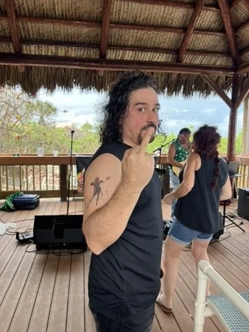 Armando from Lucy's Fur Baby having fun at Beach Shack