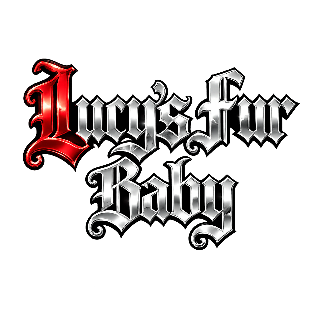 Text saying 'Lynxfur Baby' in ornate gothic font with a red 'L' and a silver and black color scheme, on a black background.
