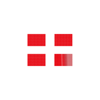 Four red squares arranged in a 2x2 grid, with the bottom right square reflecting a shadow or lighter variation.