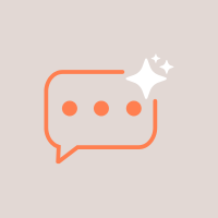 Speech bubble icon with three dots and a sparkle