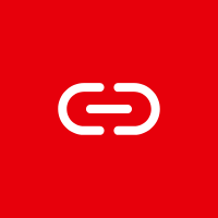 White chain link icon on a red background