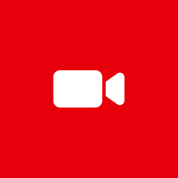 Red background with white video camera icon