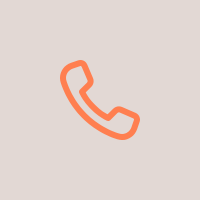 An orange phone receiver icon on a light beige background.