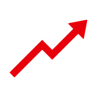 Red upward trending arrow representing growth or increase