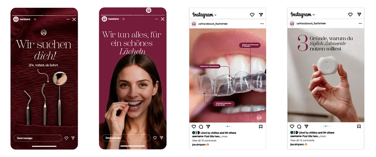 Social Media Beiträge Zahnarztpraxis Flachsmeer