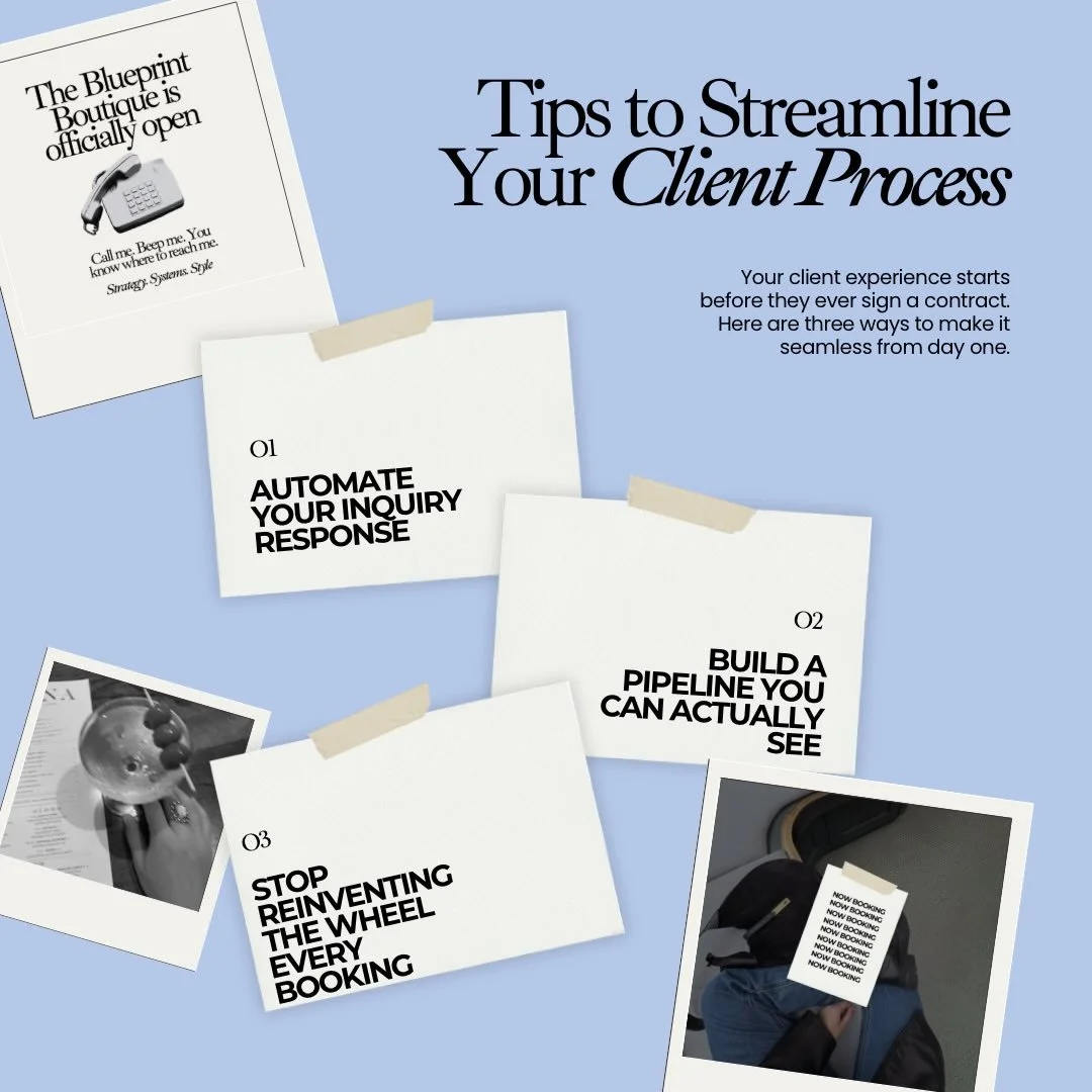 Your client experience starts before they ever sign a contract &mdash; and most business owners don&rsquo;t realize they&rsquo;re already losing people in the gap. ✨
Here are 3 ways to tighten it up:
	1.	Automate your inquiry response &mdash; nobody 