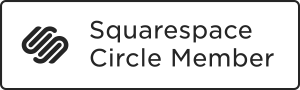 SquareSpace Circle Member badge in black and gray