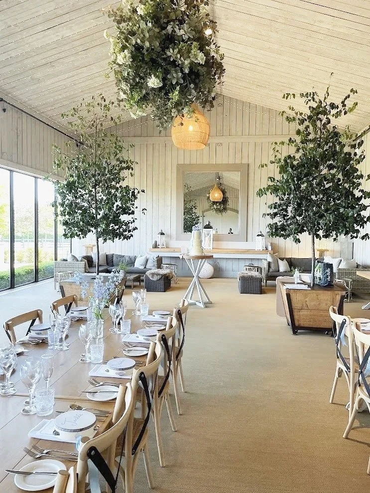 Elegant wedding cake set-up at Primrose Hill Farm