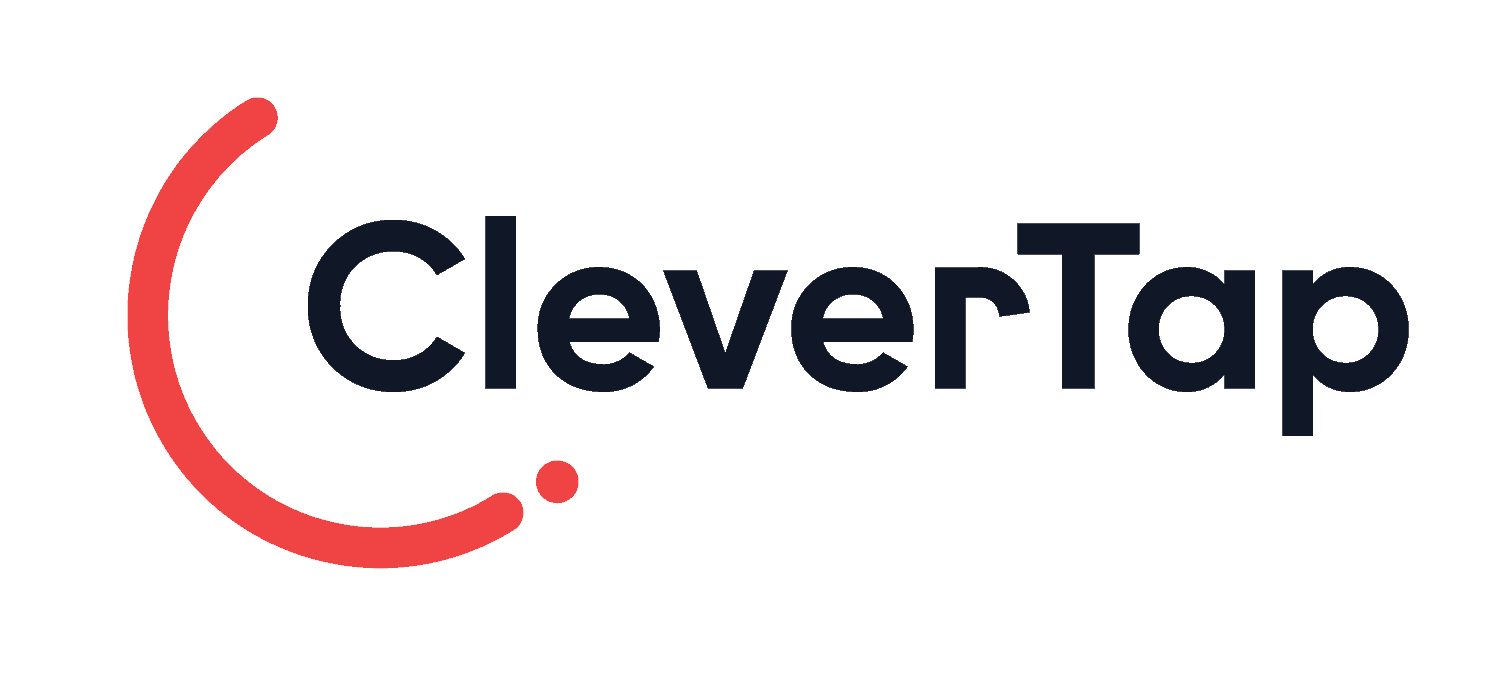 Das Logo von CleverTap, bestehend aus einem roten halbkreisförmigen Design und dem schwarzen Schriftzug 'CleverTap'.