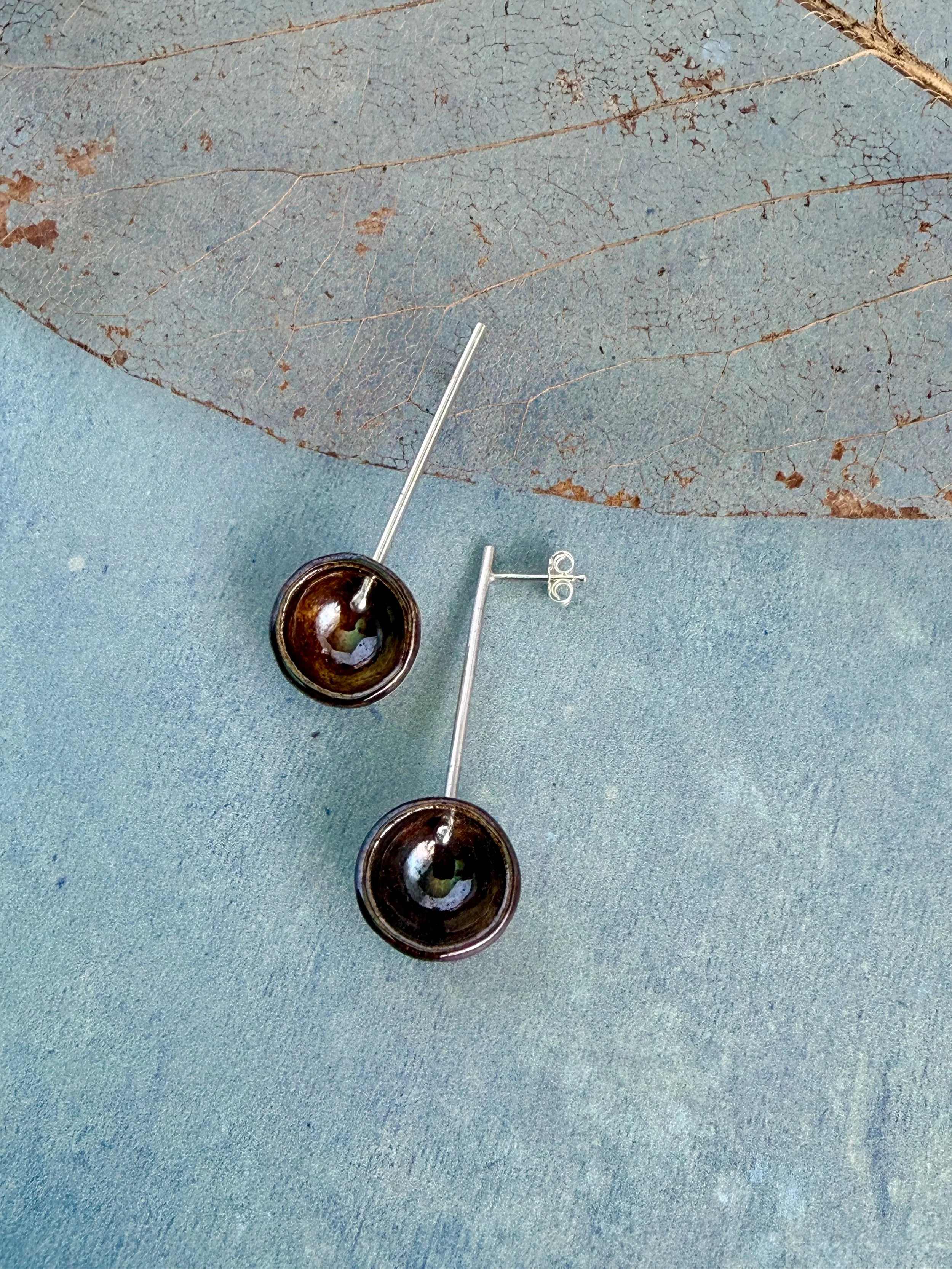 Ceramic and silver stud earrings