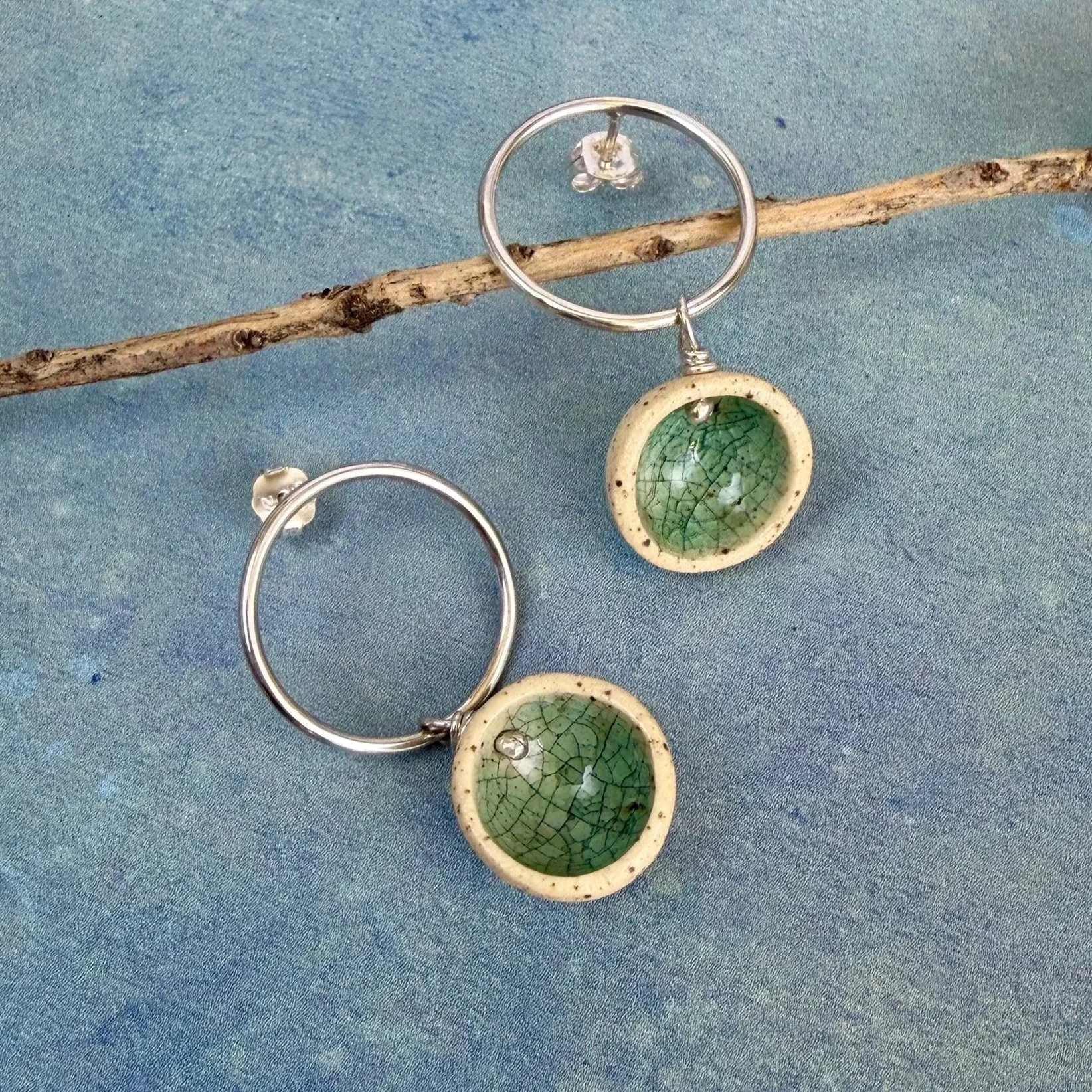 Beautiful decay earrings - sterling silver drops with crackle enamel finish