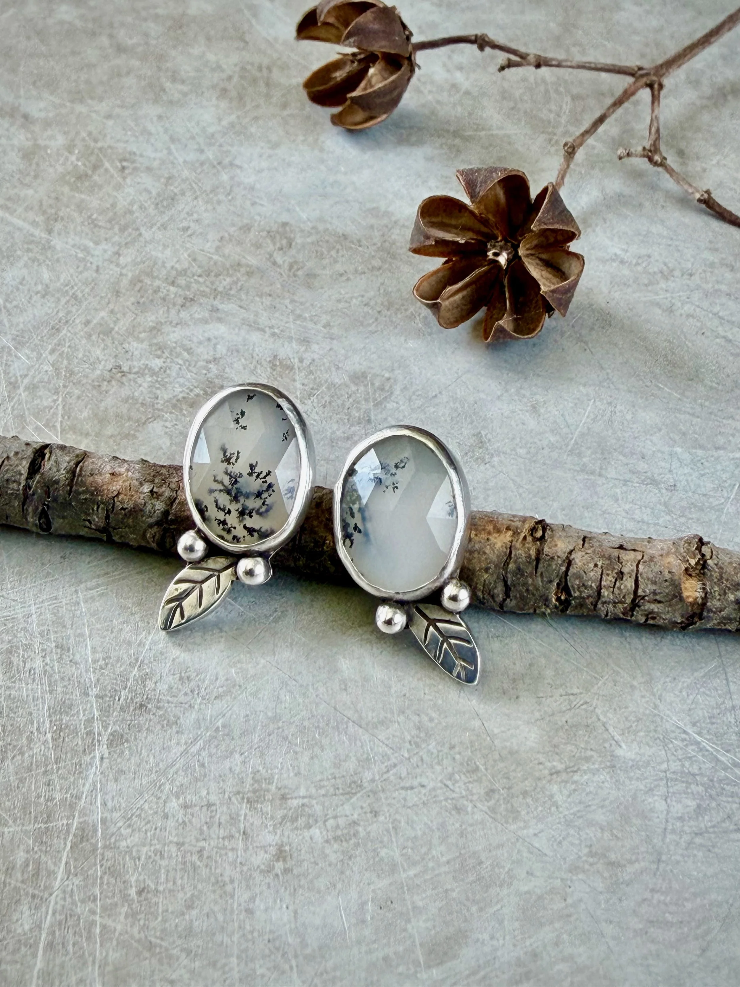 'Sylvan' earrings - dendritic opal and silver