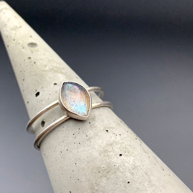 fiery labradorite cuff ring