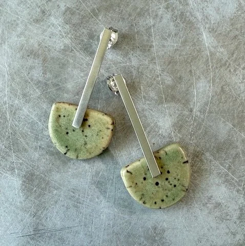 sterling silver earring studs with custom ceramic components