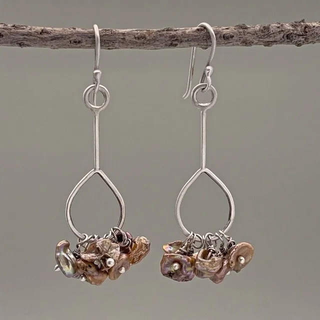 sterling silver and baroque pearl drop earrings
