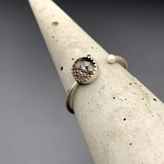 sterling silver and rutilated quartz ring
