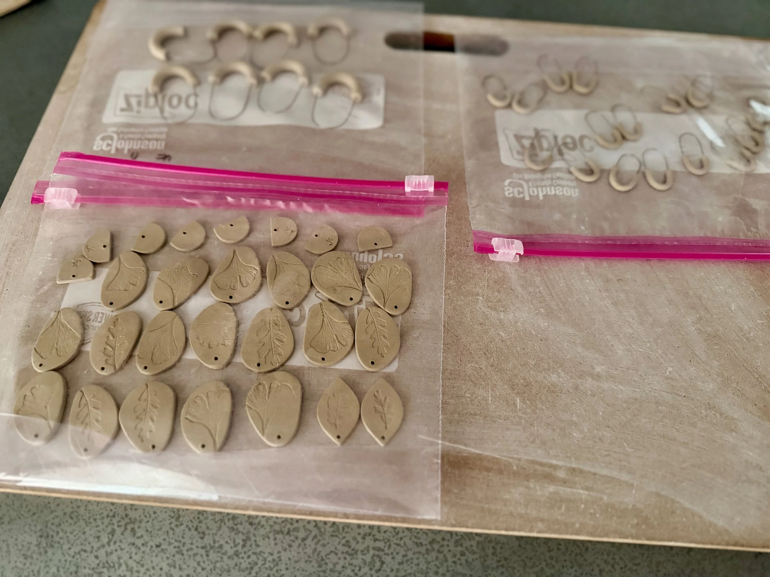 Ceramic earrings work in progress