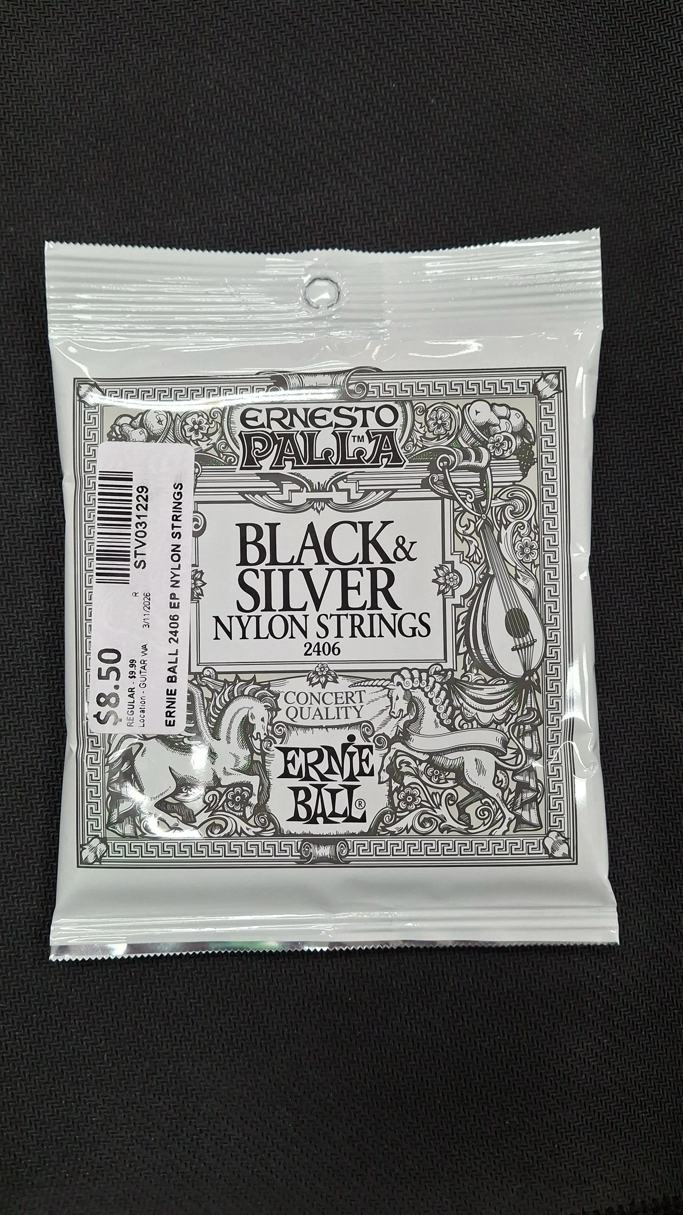 Ernie Ball Black & Silver Nylon Guitar Strings