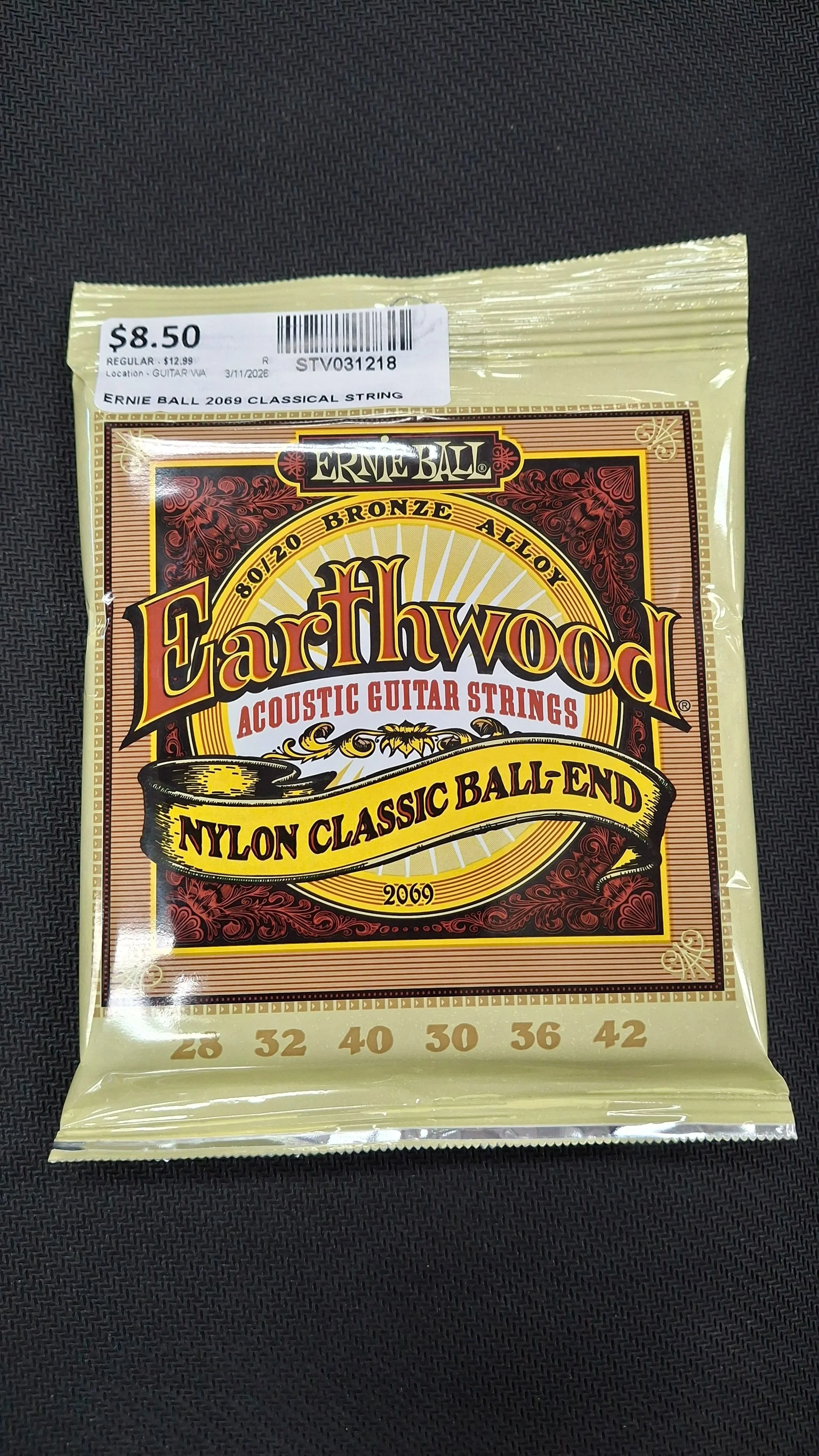 Ernie Ball Earthwood Nylon Classic Ball-End Guitar Strings