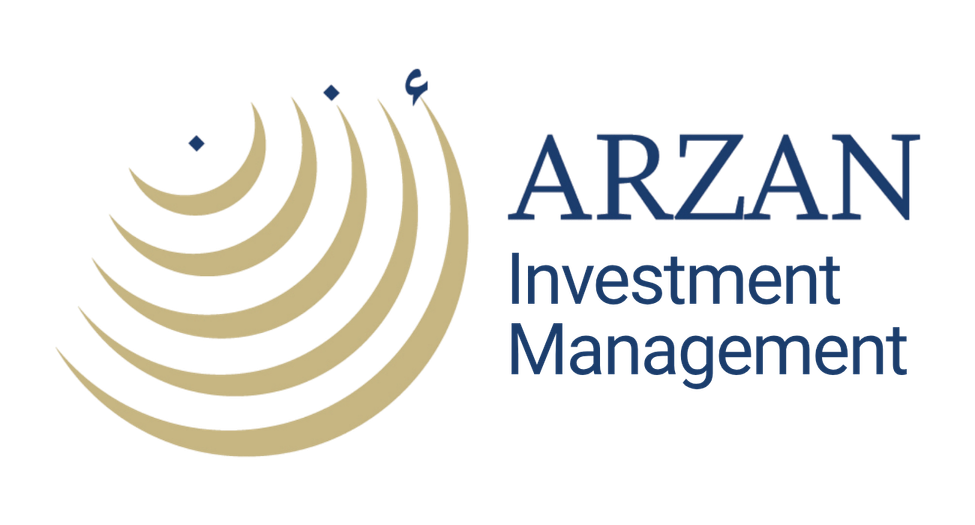 Logo for Arzan Investment Management featuring a curved gold and black design next to the company name in blue and black text.