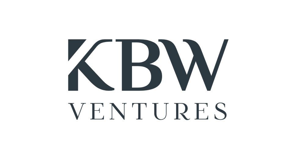 Logo of KBW Ventures in dark blue, featuring the initials "KBW" above the word "VENTURES".