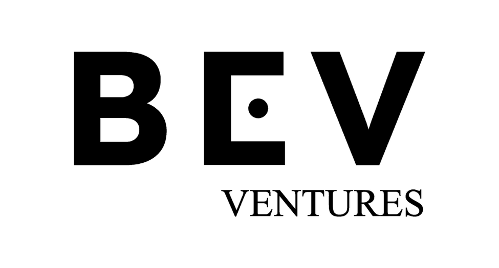 B.L.V. Ventures logo with stylized text and a star, in black and white.
