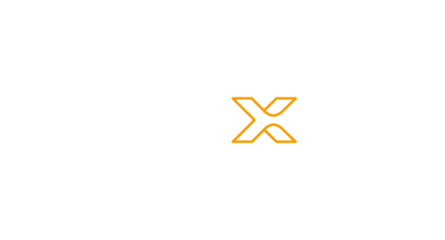 The word "PRAxis" with the letter X highlighted in orange.