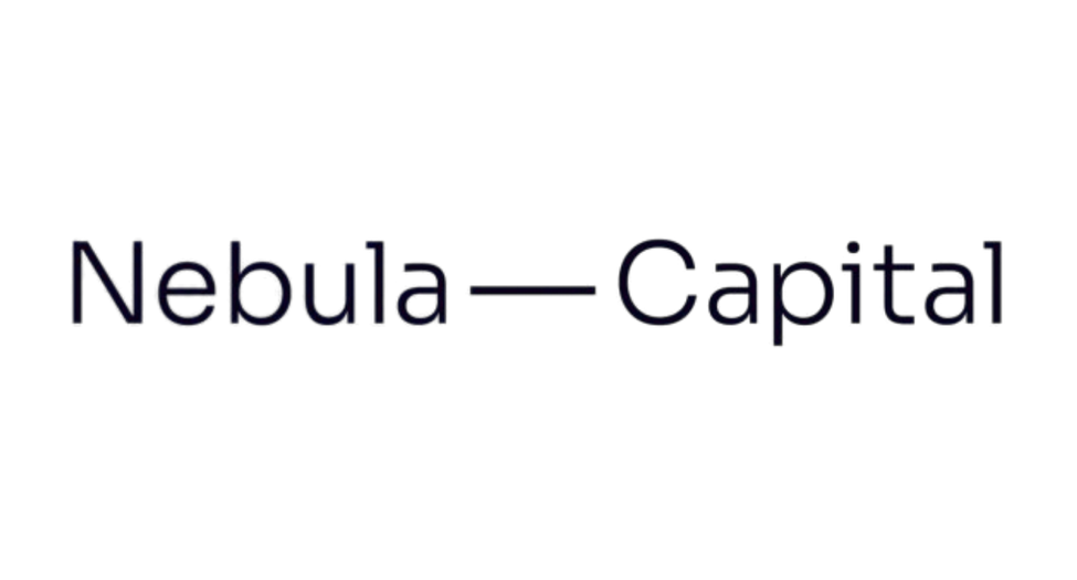 A promotional sign for Nebula Capital, featuring the company name in large, dark text.