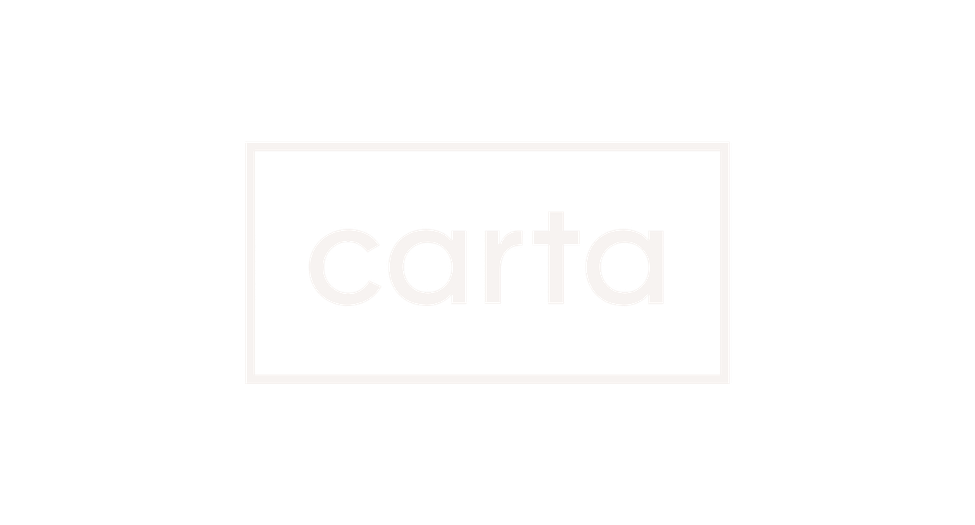 Black and white logo with a black background, featuring a white rectangle outline and the lowercase word "carta" centered inside.