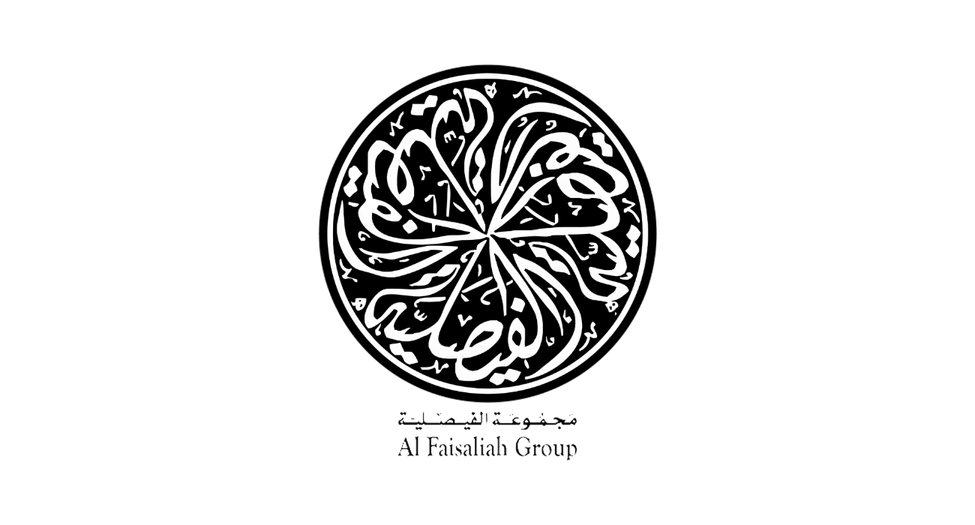 Black and white logo featuring stylized Arabic calligraphy inside a circular design with the text 'Al-Falah Group' underneath.