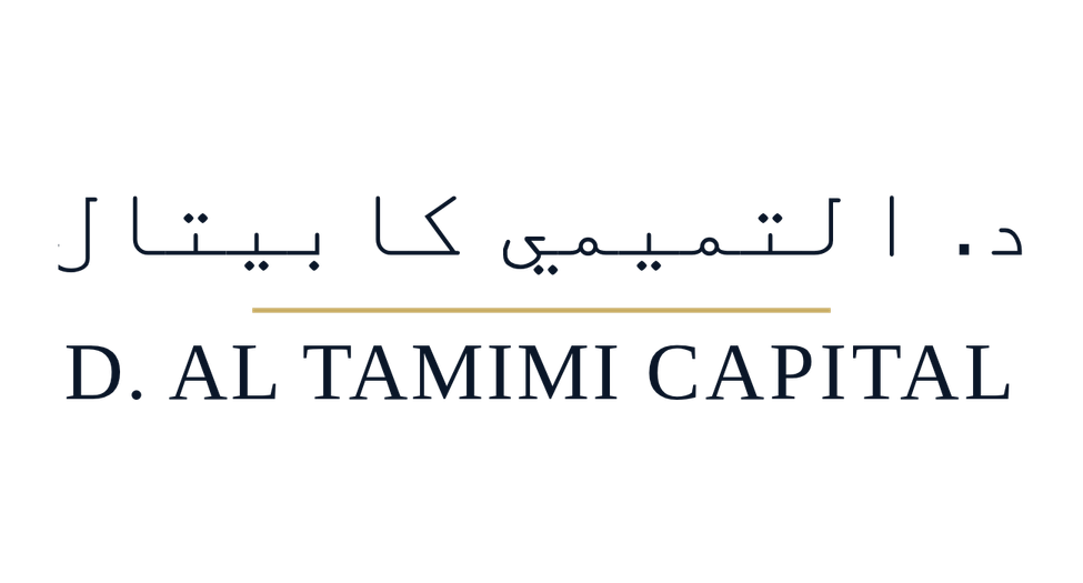 Text in Arabic and English reading 'D. Al Tamimi Capital' with a gold underline.