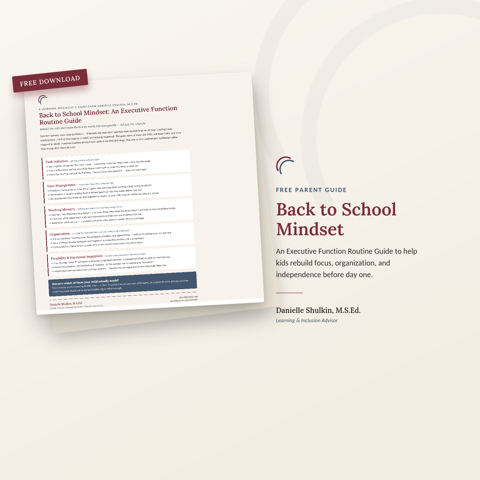 Back to School Executive Functioning Guide