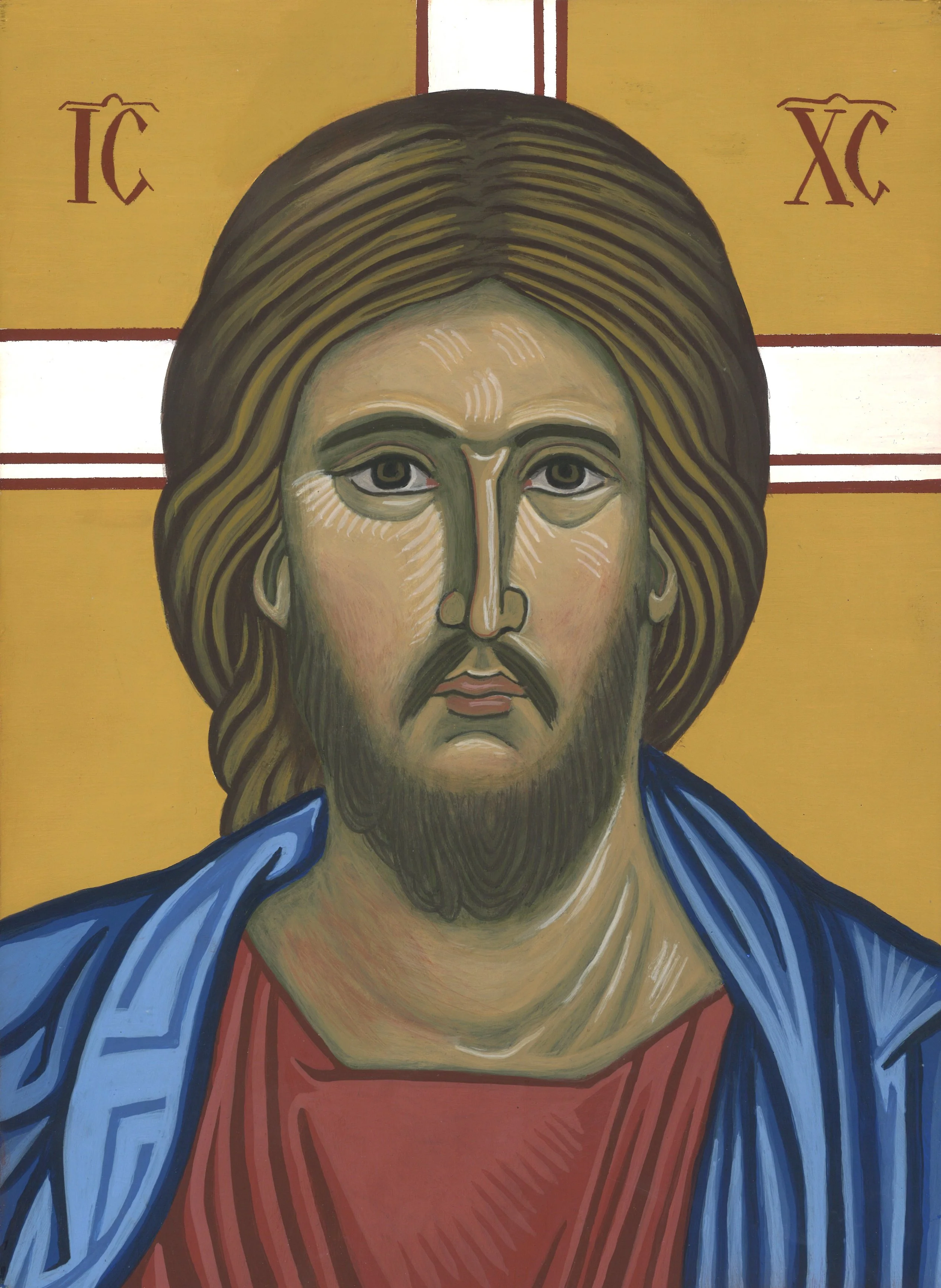 Christ Pantocrator egg tempera 7.5 x 10" board September 2024