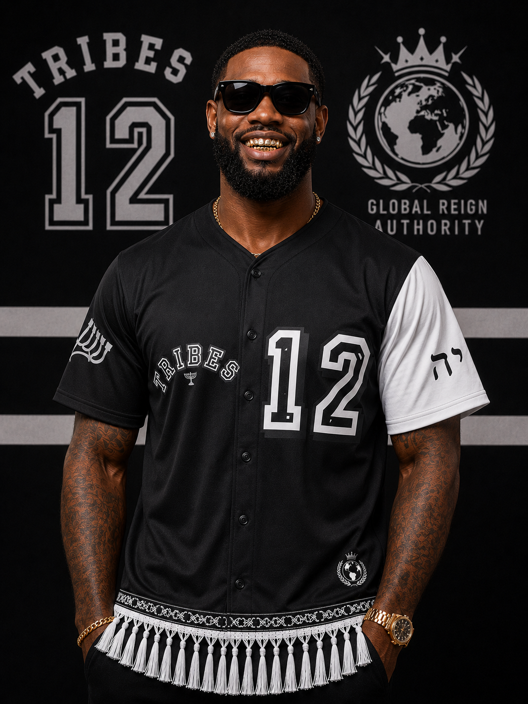 Israel 12 Tribes Jersey – “Above All Nations” (Black & White Edition)