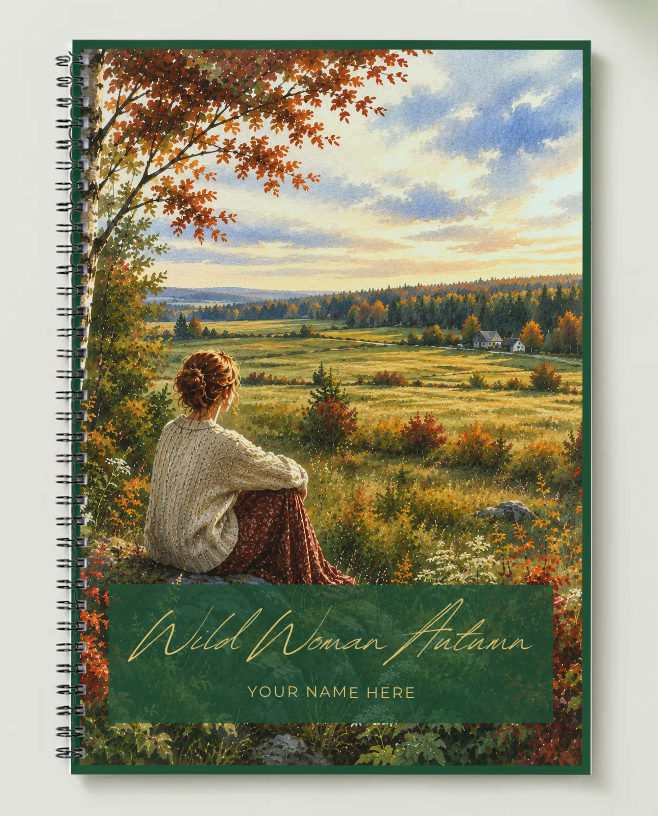 woman in an autumn meadow at golden hour