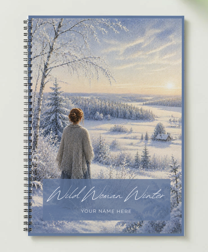 woman in a shawl in a snowy landscape