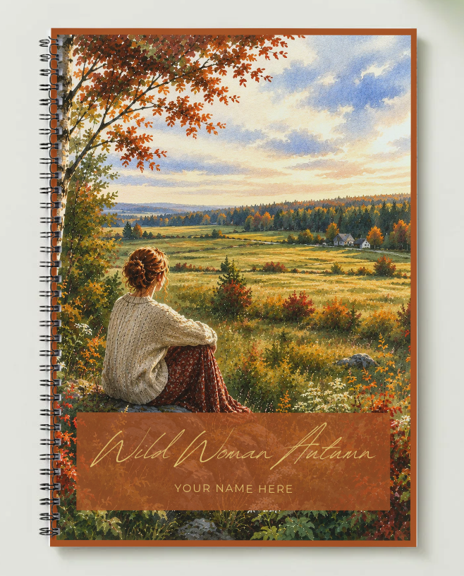 woman in an autumn meadow at golden hour