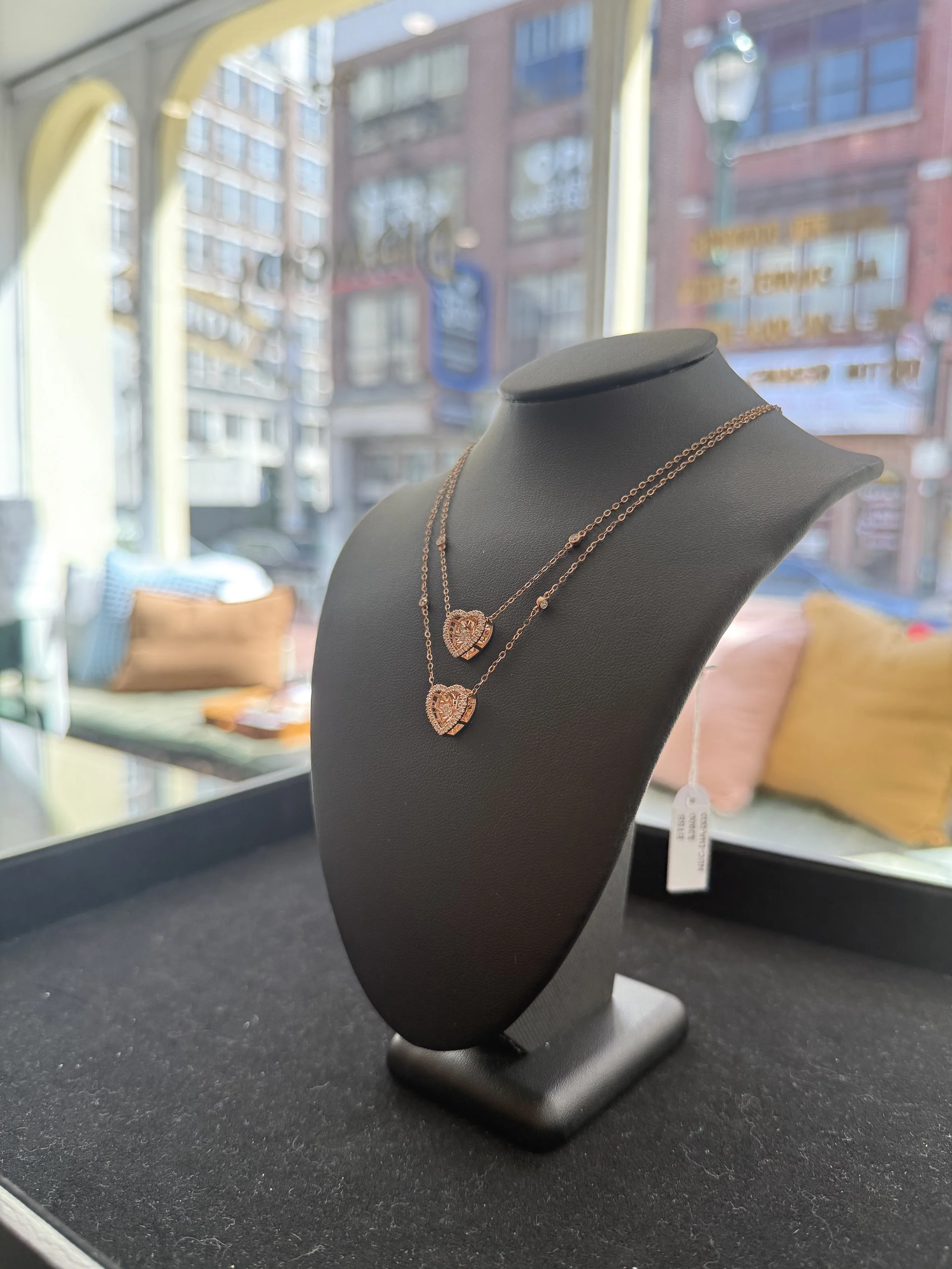 Double Dancing Hearts Necklace - 14K Rose Gold