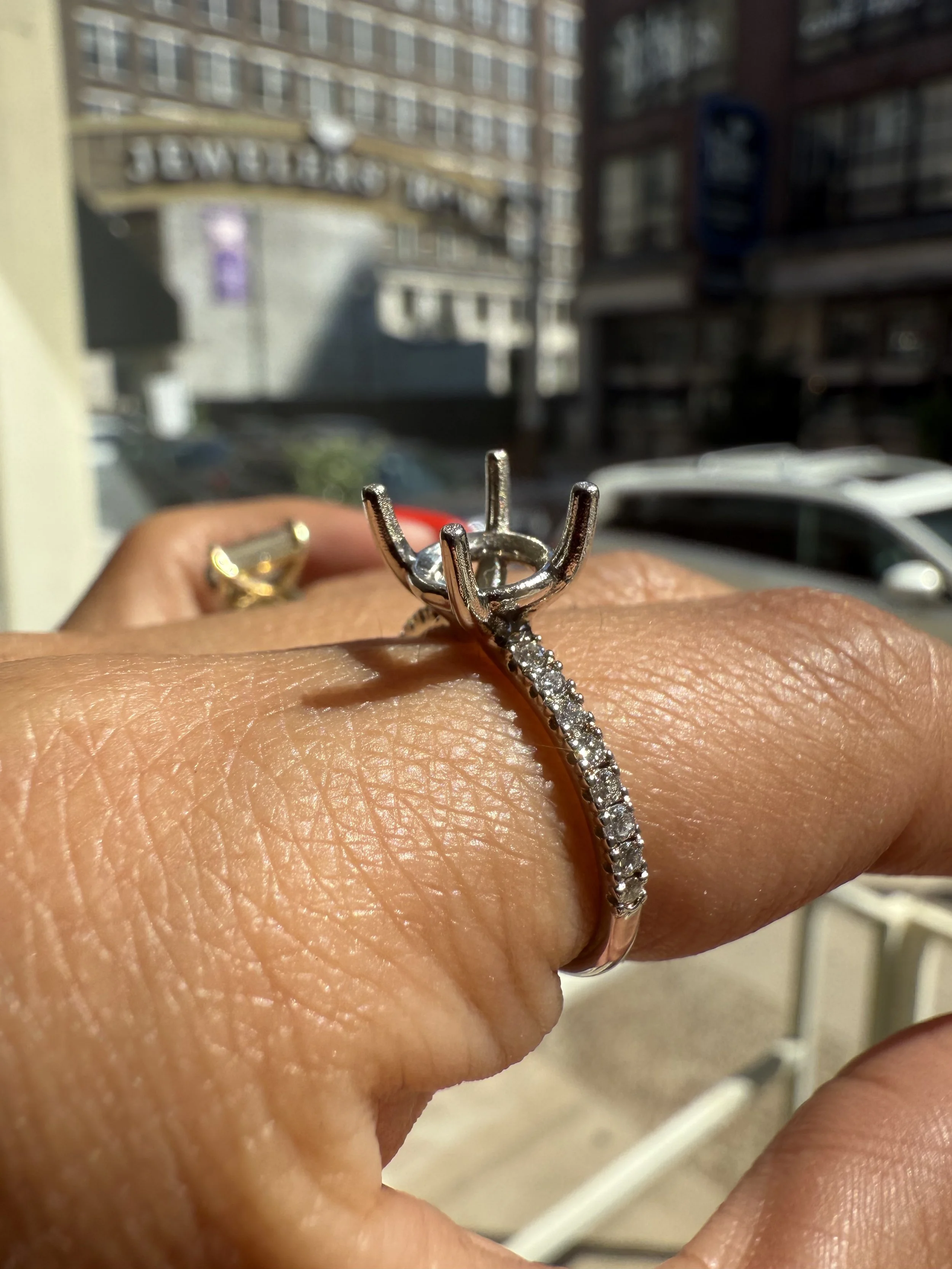 Swan Semi-Mount Engagement Ring - 14K White Gold