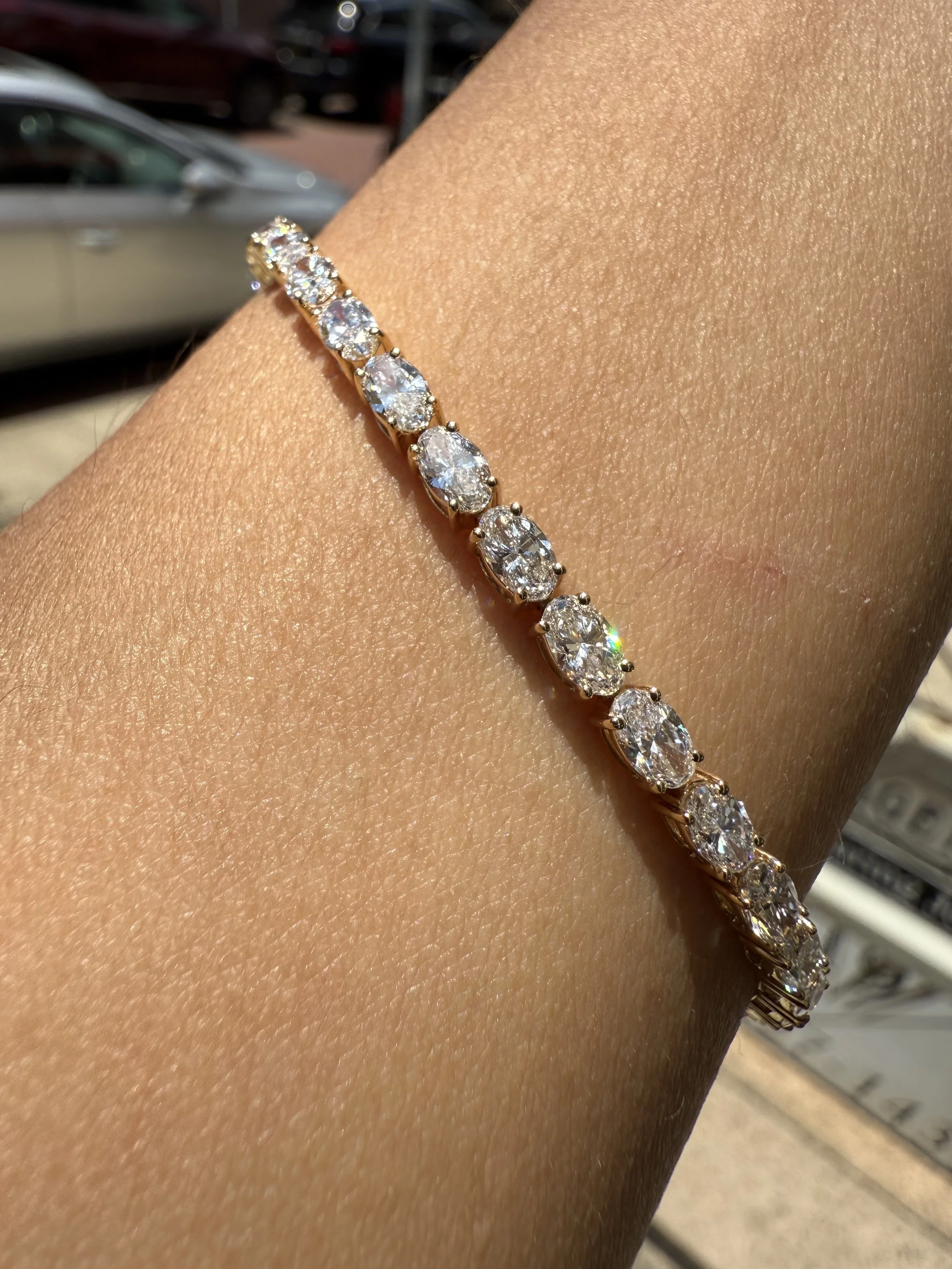 Oval Cut Tennis Bracelet - 14K Yellow Gold
