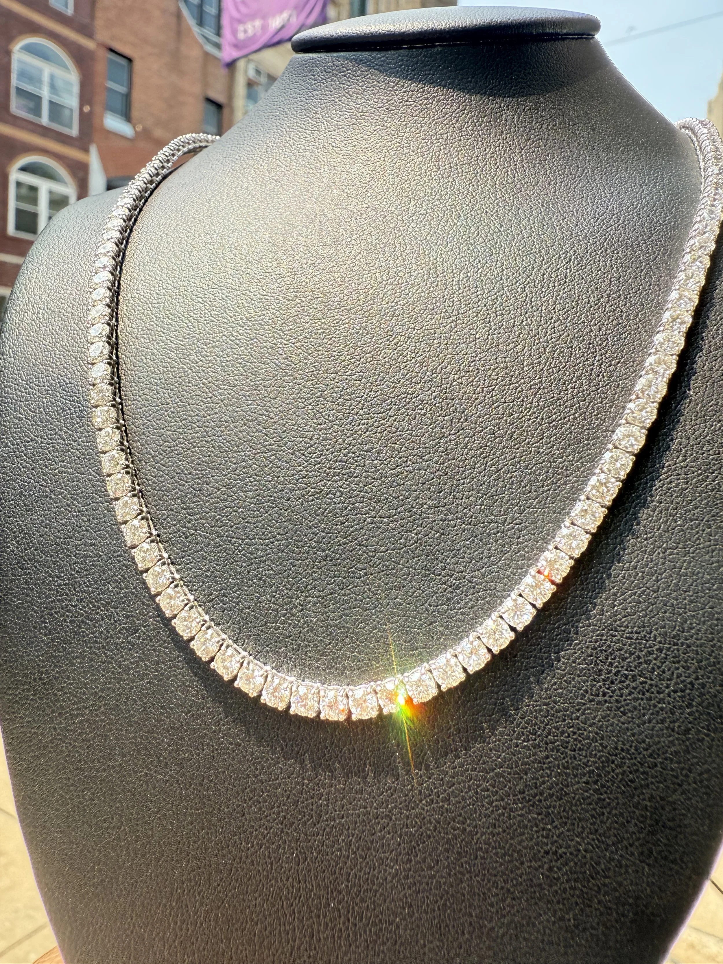 14.21 Carat Diamond Tennis Chain - 14K White Gold