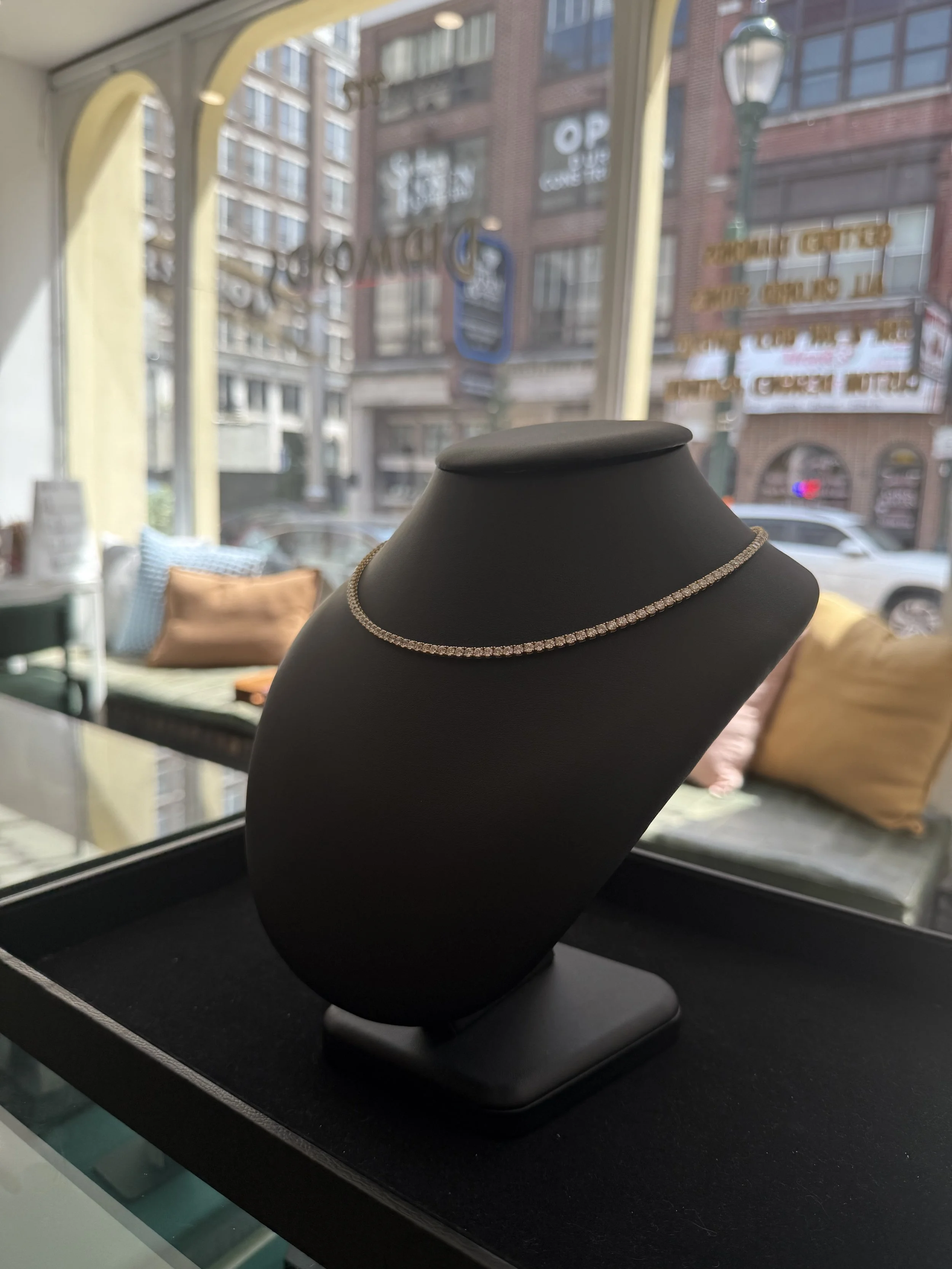 14.70 Carat Diamond Tennis Necklace - 14K Yellow Gold